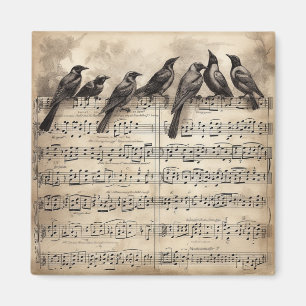 Íman Pauta Musical de Pássaros Cantores Vintage