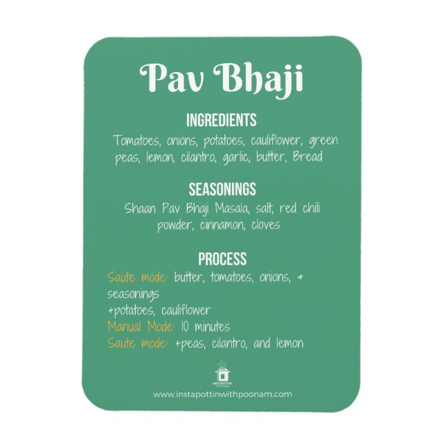 Íman Pav Bhaji Recebe Magnet para Pote Instantâneo (Vertical)