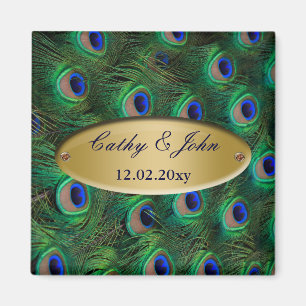 Íman pavão de ouro elegante salve a data