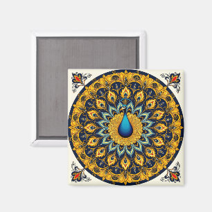 Íman Pavão decorativo em branco