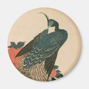 Íman Pavão e Peônias de Hiroshige, Arte Japonês