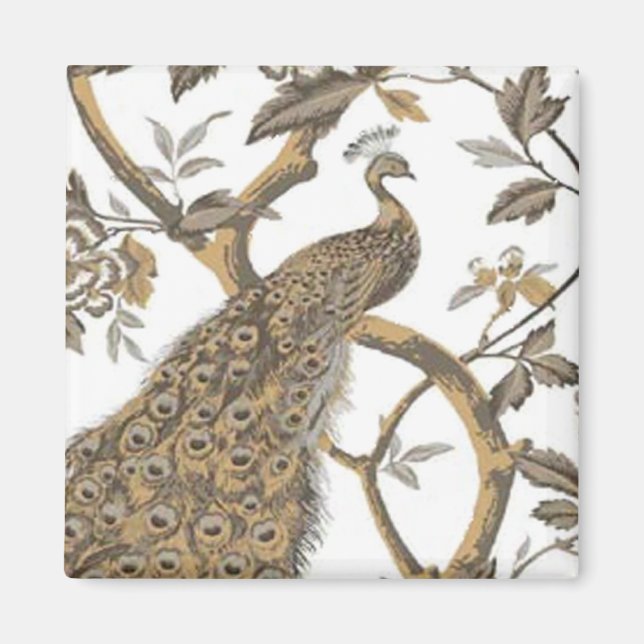 Íman Pavão Elegante No Magneta Branco (Frente)