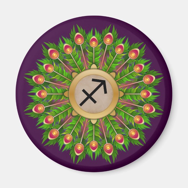 Íman Pavão Feather Wreath Zodiac Sagittariac (Frente)