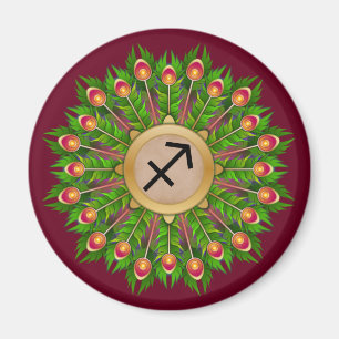 Íman Pavão Feather Wreath Zodiac Sagittariac