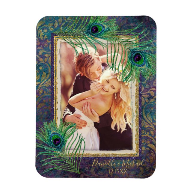 Íman Pavock Feather Purple Glitter Foto Salvar Data (Vertical)