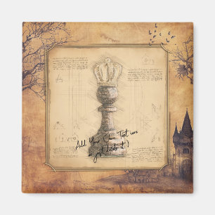 Íman Pawn King / Queen Vintage Old Fashiked Chess Gift