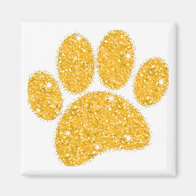 Íman Pawprint Cachorro Dourado (Frente)