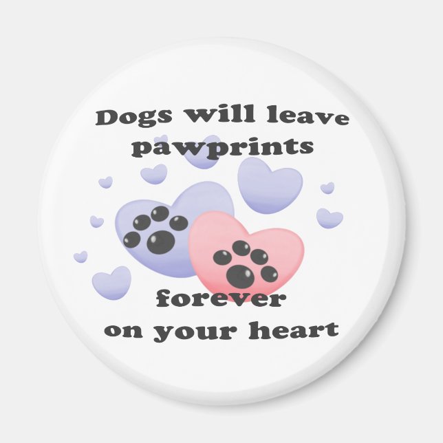Íman Pawprint Cachorro No Coração (Frente)
