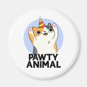 Íman Pawty Animal Funny Party Hat Cat Pun