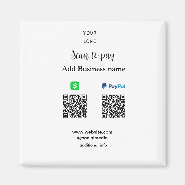 Íman Paypal Cashapp digitalizar para pagar QR adicionar (Frente)