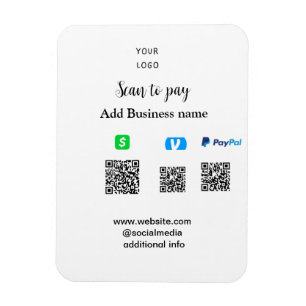 Íman Paypal Cashapp venmo scanear para pagar QR adicion