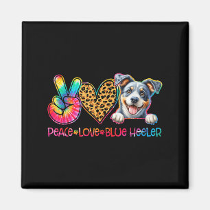 Íman Paz Amor Blue Heeler Tie Dye Amante de Cachorro 