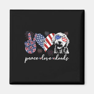 Íman Paz Amor Doods Goldendoodle Bandeira Dos EUA Doodl