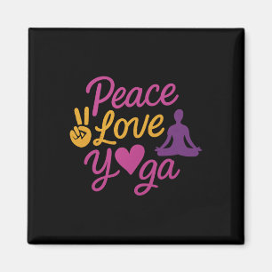 Íman Paz Amor Yoga Rótulo Gráfico Magenta Dourado