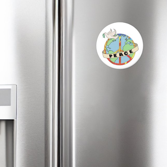Íman Paz Mundial Retrorativa Desenhada à Mão com a Port (Criador carregado)