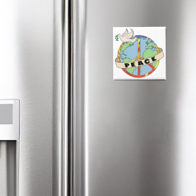 Íman Paz Mundial Retrorativa Desenhada à Mão com a Port (Criador carregado)