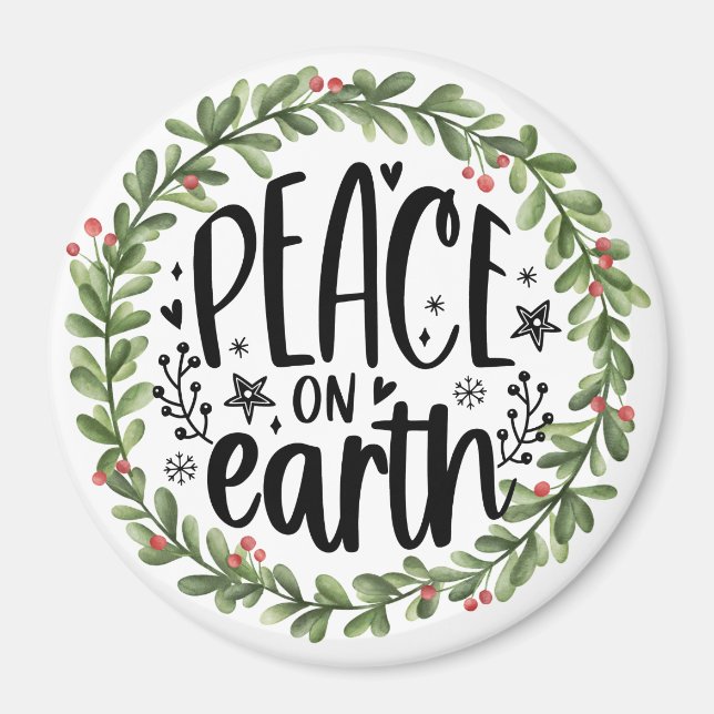 Íman Paz na Terra Watercolor Wreath (Frente)