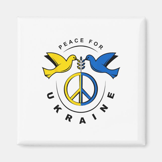 Íman Paz Para a Ucrânia Pombo Bandeira da Ucrânia Eu Es (Frente)
