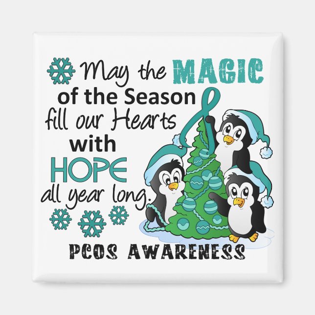 Íman PCOS Pinguins de Natal (Frente)