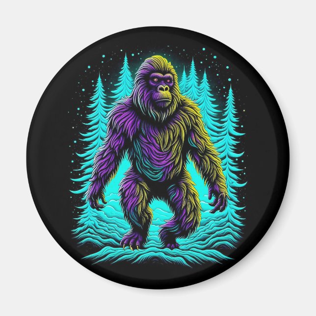 Íman Pé Grande Asquatch em Teal e Preto (Frente)