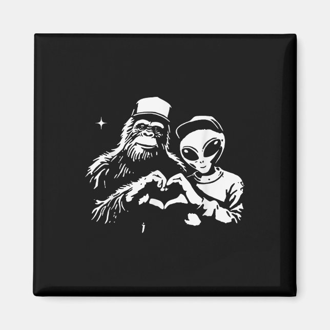 Íman Pé Grande E Alienígena Coração Mãos Namorados Engr (Frente)