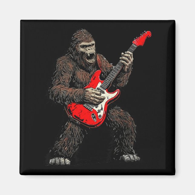 Íman Pé grande tocando guitarra banda de rock Sasquatch (Frente)