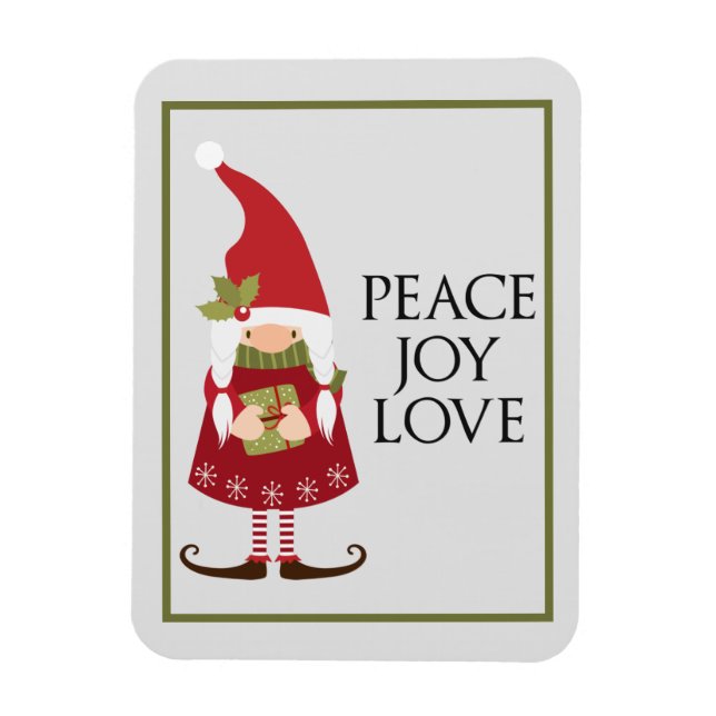 Íman Peace Joy Love Girl Holiday (Vertical)