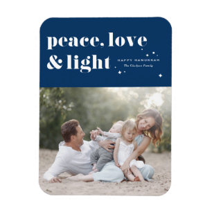 Íman Peace Love and Light Marinho Blue Hanukkah Photo