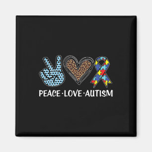Íman Peace Love Autism Quebra-cabeça Pizes Ribbon Autis