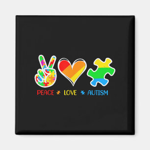 Íman Peace Love Autism Quebra-cabeça Pizes Ribbon Autis