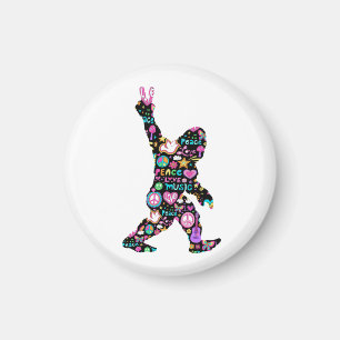 Íman Peace Love Bigfoot Hippie Funny Bigfoot Lover  
