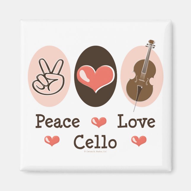 Íman Peace Love Cello Magnet (Frente)