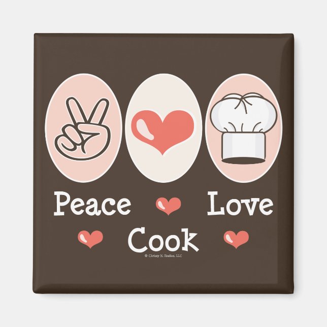 Íman Peace Love Cook Magnet (Frente)