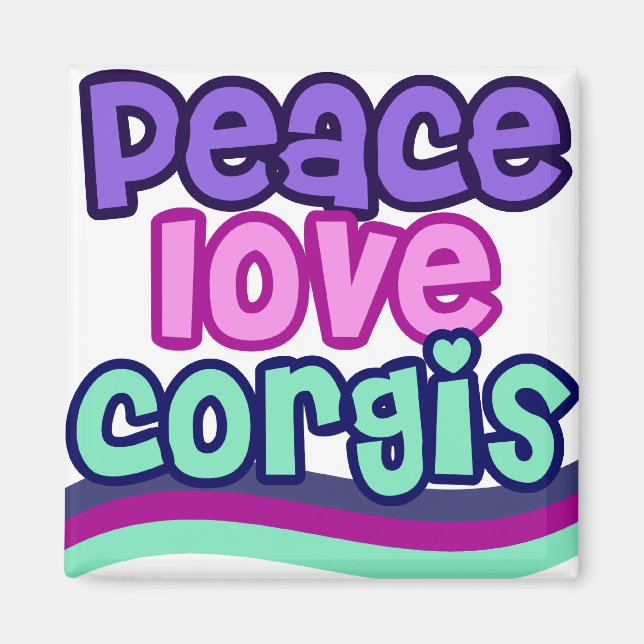 Íman Peace Love Corgi Retro (Frente)