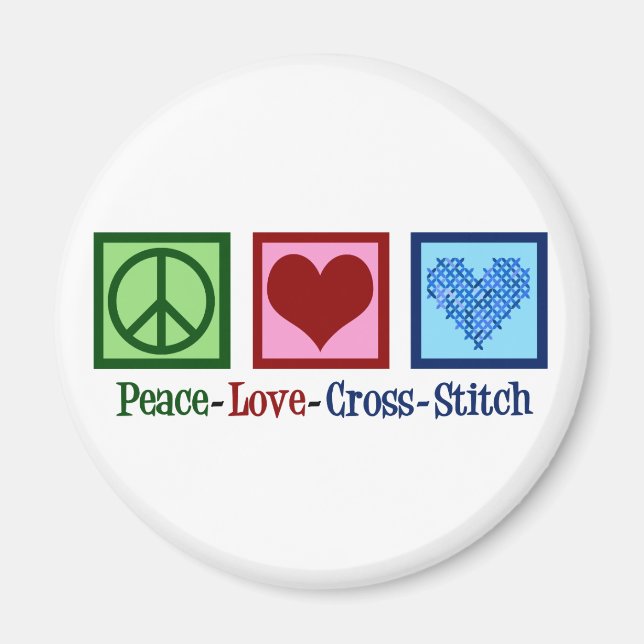 Íman Peace Love Cross Stitch (Frente)