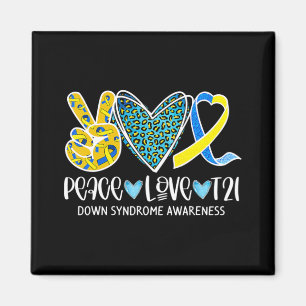 Íman Peace Love Cure Blue & Yellow Ribbon Down Syndrome