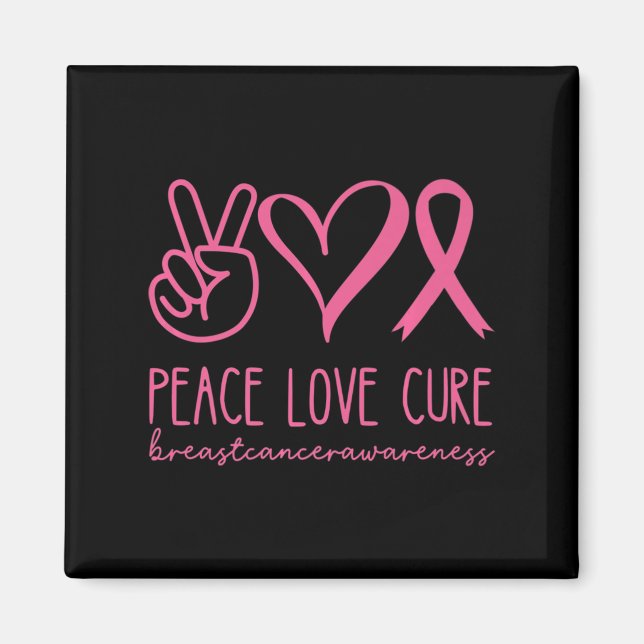 Íman Peace Love Cure Pink Ribbon Warrior Cancer (Frente)