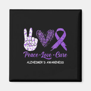 Íman Peace Love Cure Purple Ribbon Alzheimer