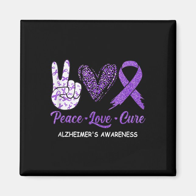 Íman Peace Love Cure Purple Ribbon Alzheimer (Frente)