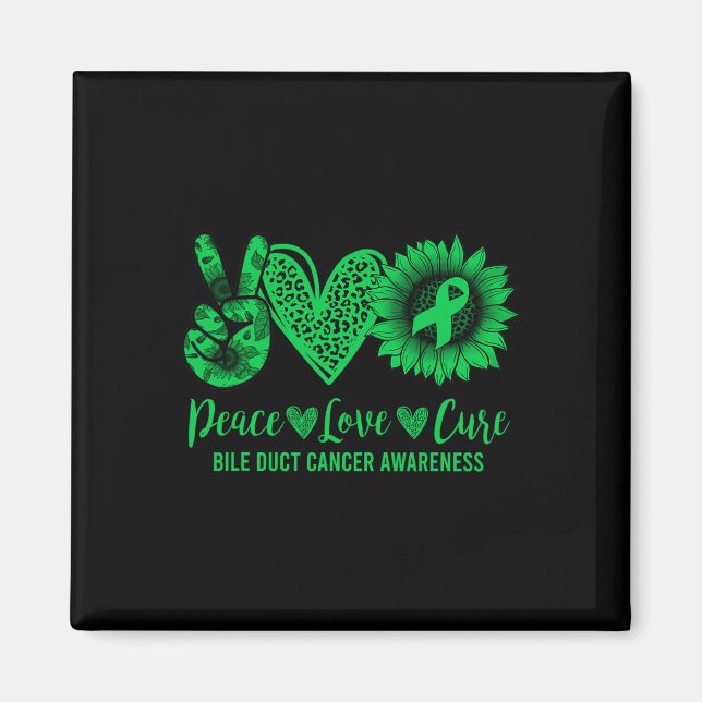 Íman Peace Love Cure Sunflower Bile Duct Cancer Awarene (Frente)