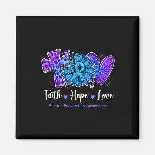 Íman Peace Love Cure Teal & Suicídio Roxo