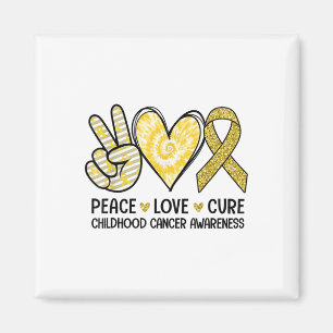 Íman Peace Love Cure Yellow Ribbon Chilhood Cancer Awa