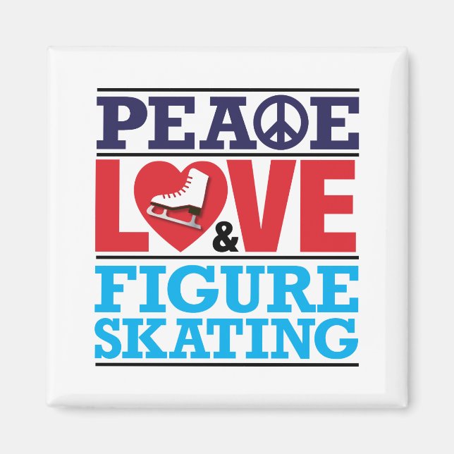 Íman Peace Love Figure Skating Magnet (Frente)