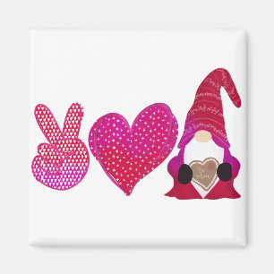 Íman Peace Love Gnomo Sublimação do Dia dos Namorad