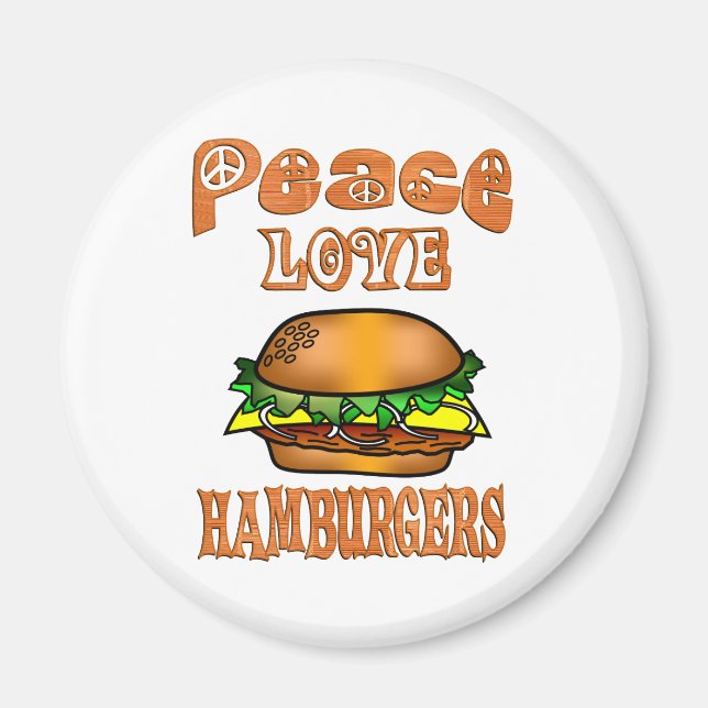 Íman Peace Love Hamburgers (Frente)