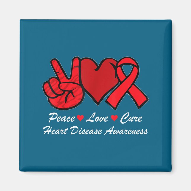 Íman Peace Love Heart Disease Awareness Chd Suprt Wear  (Frente)
