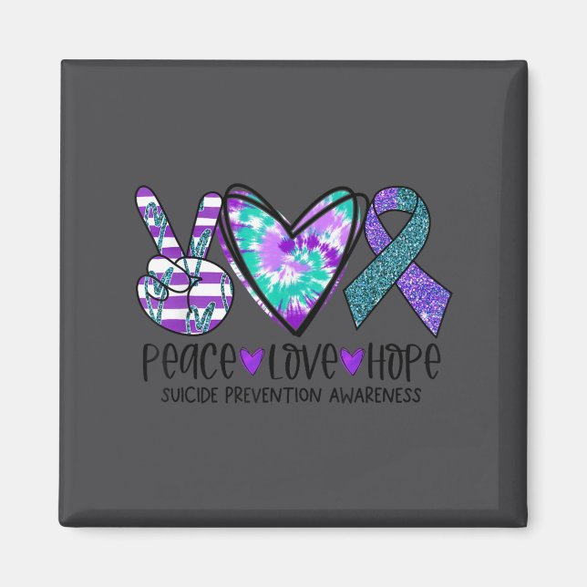 Íman Peace Love Hope Suicide Prevention Awareness Tie-d (Frente)