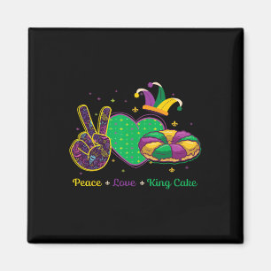 Íman Peace Love King Cake Mardi Gras Mascarada Carniva