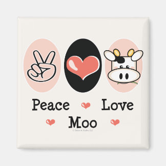 Íman Peace Love Moo Cow Magnet