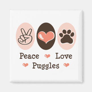 Íman Peace Love Puggles Magnet